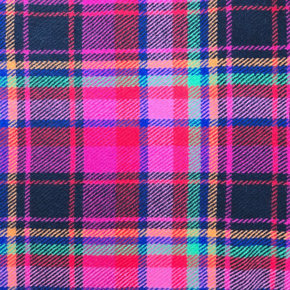 NWOT *HOT PINK* Plaid Lambswool Scarf Johnson Woolen Mills - Picture 5 of 7